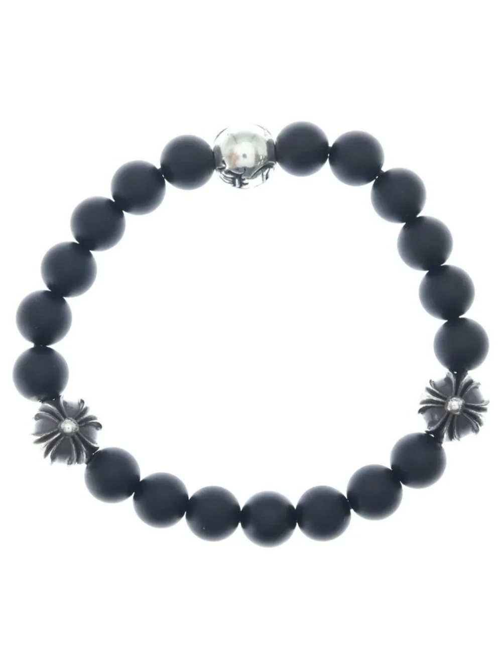 Chrome Hearts 8 Bead Onyx Beads Bracelet Black Silver